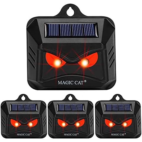 MAGIC CAT Solar Animal Repellent, Wild Animal Predator Red Eyes LED Blinking Lights, Waterproof Nocturnal Animal Repeller to Keep Skunk, Deer, Coyote, Raccoon Away from Garden Yard Farm Chicken Coop