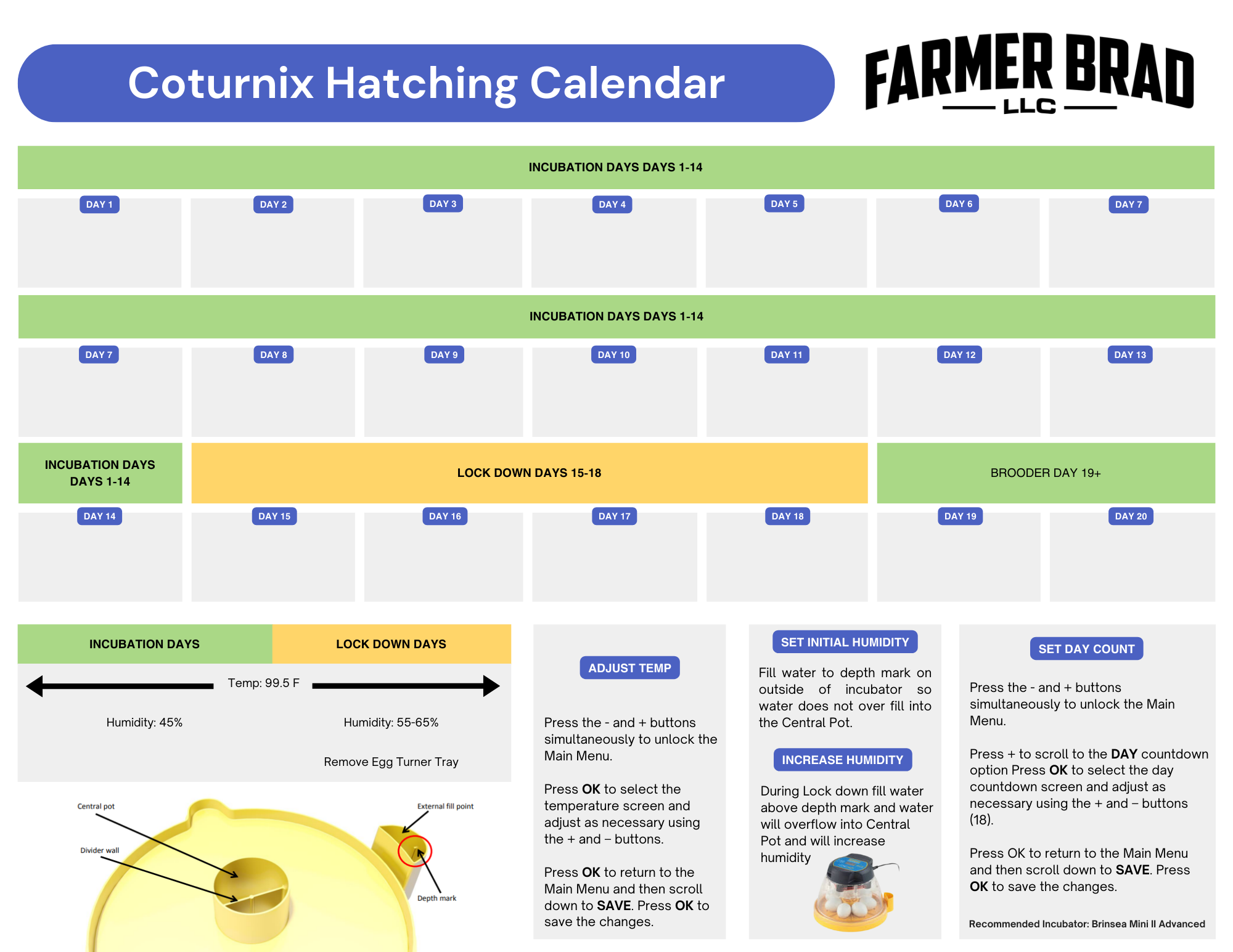 Free Coturnix Quail Hatching Calendar