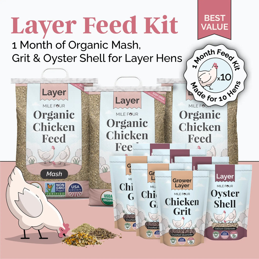 Layer Feed Kit | 1 Month of Organic Feed, Grit & Oyster Shell for 10 Layers
