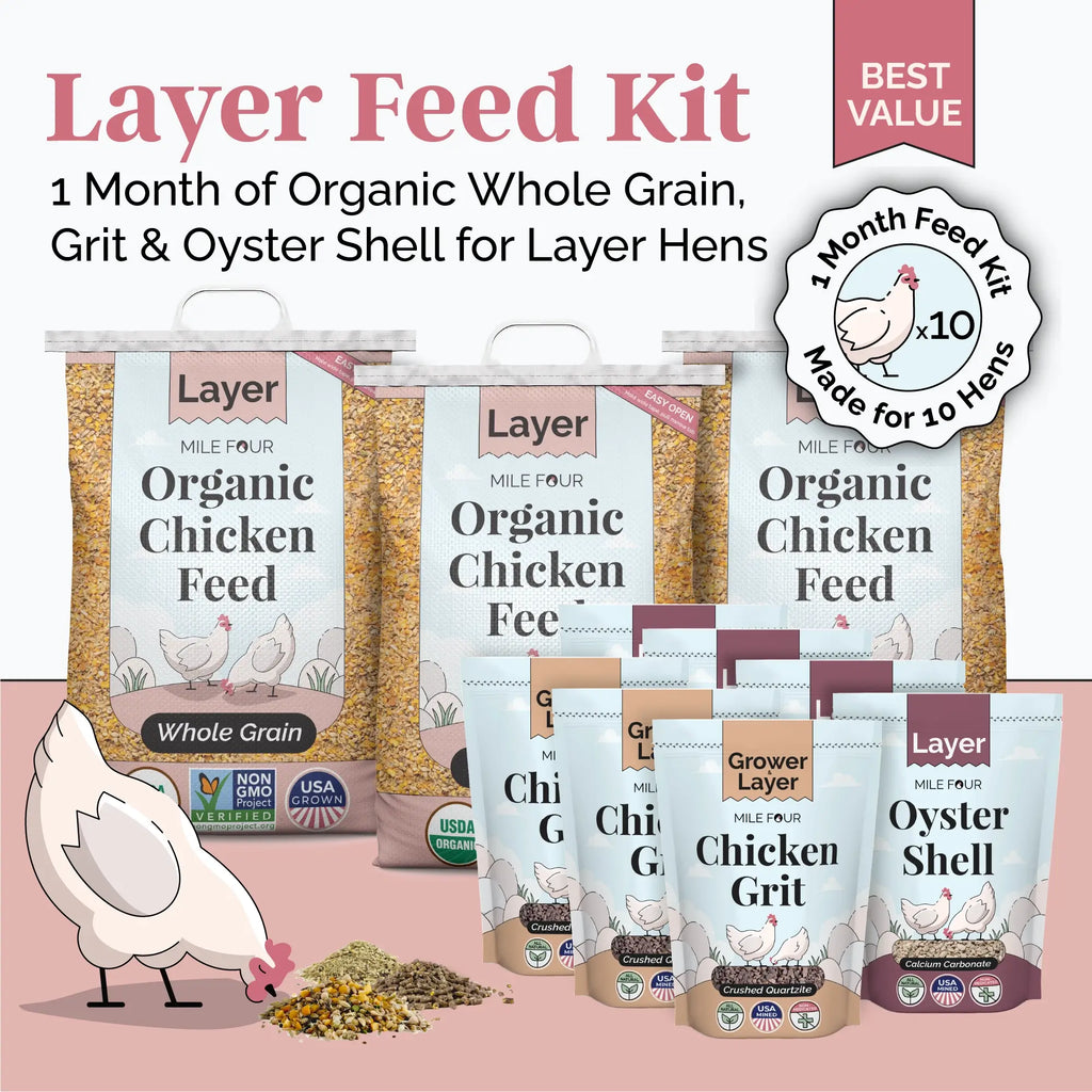 Layer Feed Kit | 1 Month of Organic Feed, Grit & Oyster Shell for 10 Layers