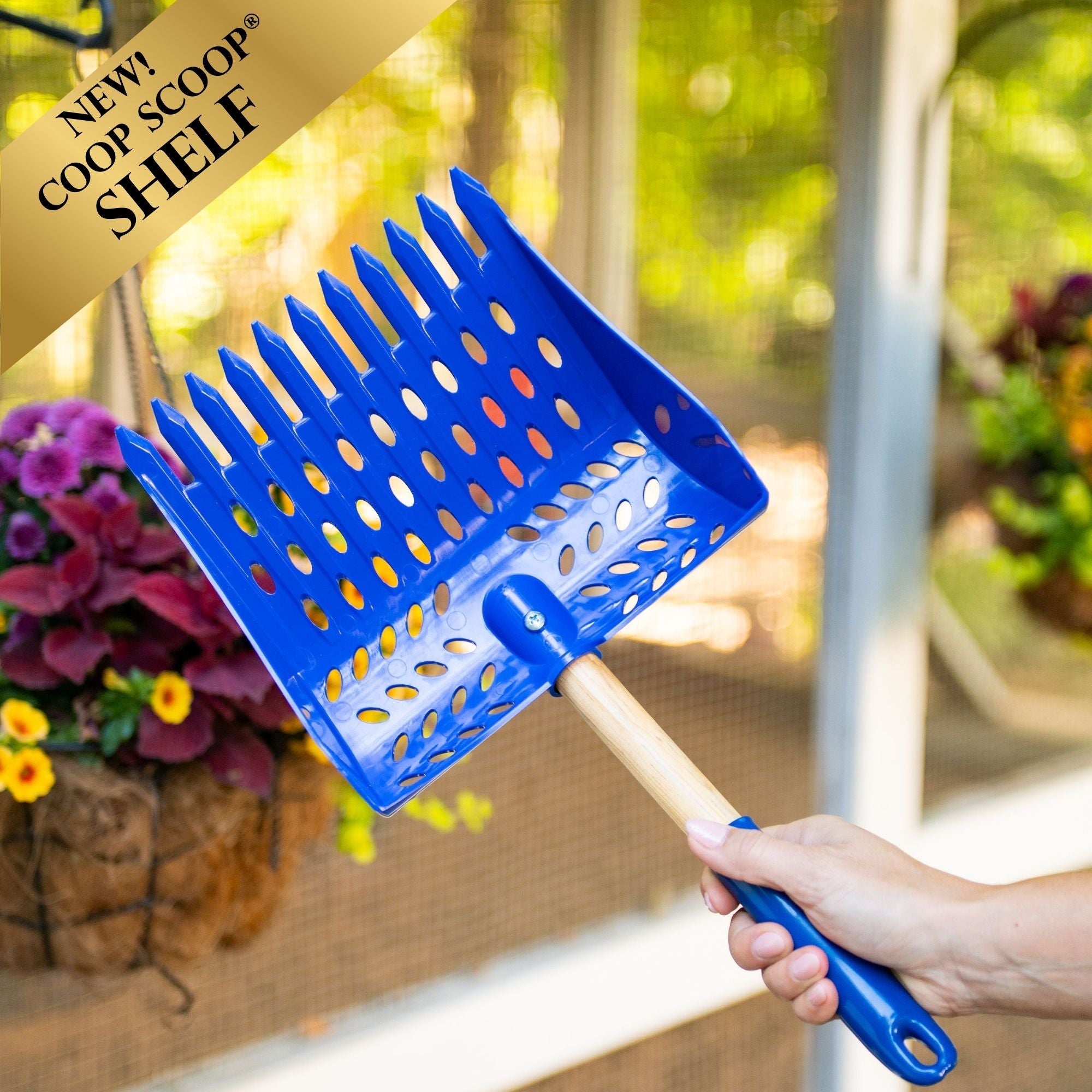 The Coop Scoop® Shelf | 2-in-1 Chicken Poop Scoop & Rake | 10